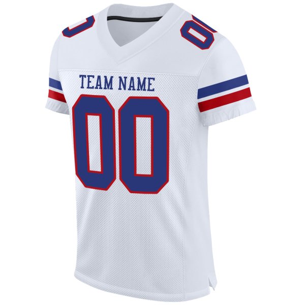 Women's Custom White Royal-Red Mesh Authentic Football Jersey
