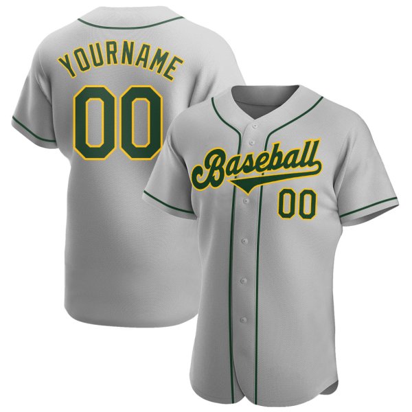 Kid's Custom Gray Green-Gold Authentic Baseball Jersey